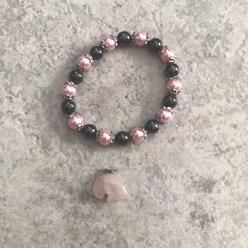 Black, Pink and Silver Bracelet